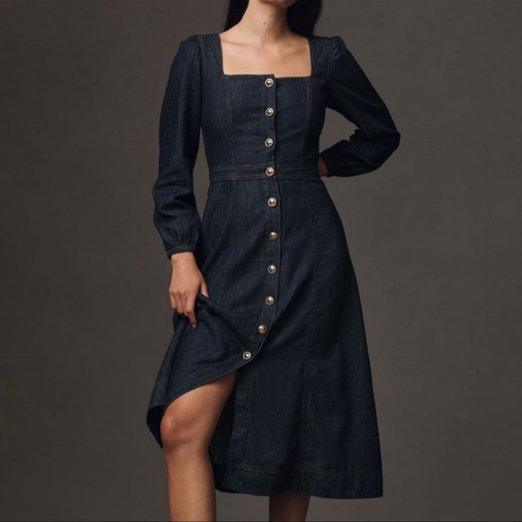 NWT Reformation Celeste Denim Midi Dress - Picture 5 of 7